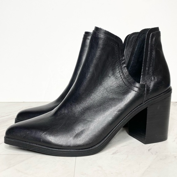 New! Steve Madden Havannah Black Leather Heeled Bootie 8 1/2 M - Picture 1 of 15
